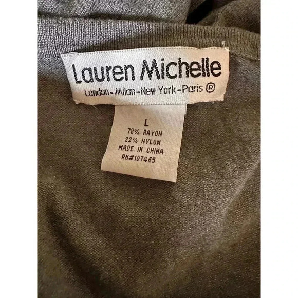 Lauren Michelle Gray Beaded Cardigan 3/4 Sleeves,‎ Size Large - Picture 7 of 8